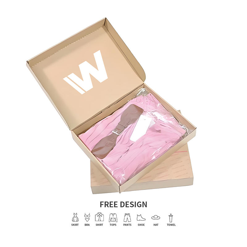 Hộp đóng gói quần áo sóng đơn giản màu nâu